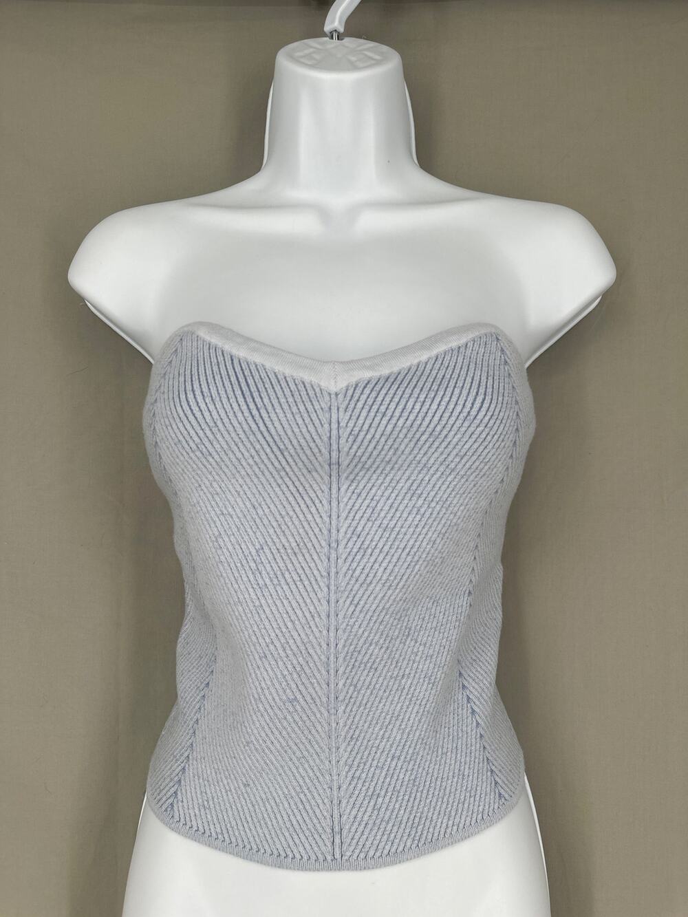 Aerie Top Womens Large Blue Tube Strapless Knit Stretch Pastel Summer Comfy